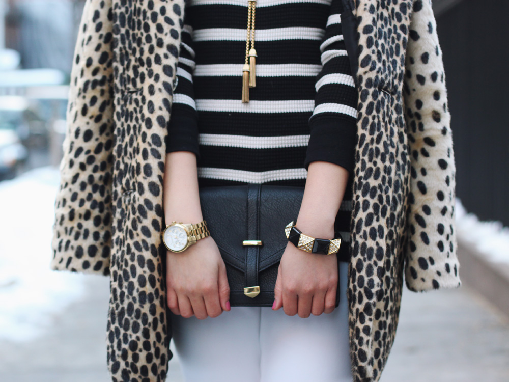 Leopard Coat & Striped Shirt