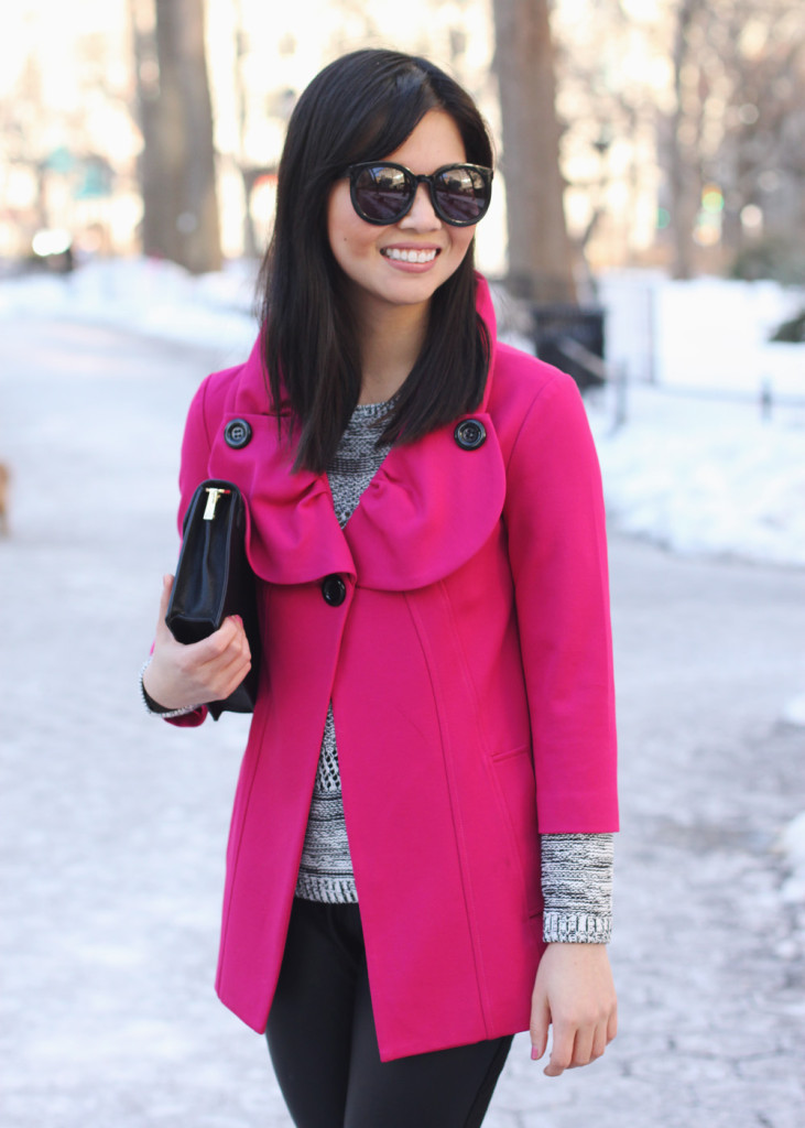 Pink Swing Coat & Faux Leather Pants