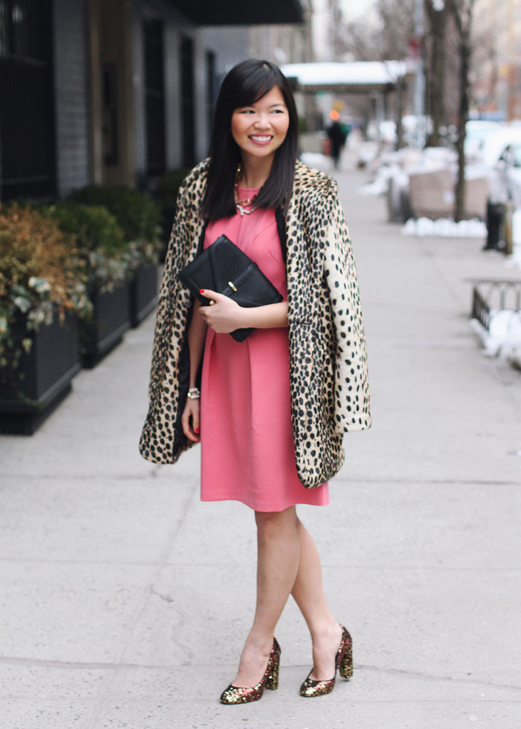 Pink Dress & Leopard Coat