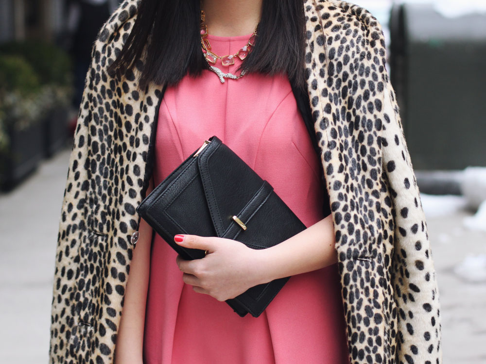 Pink Dress & Leopard Coat