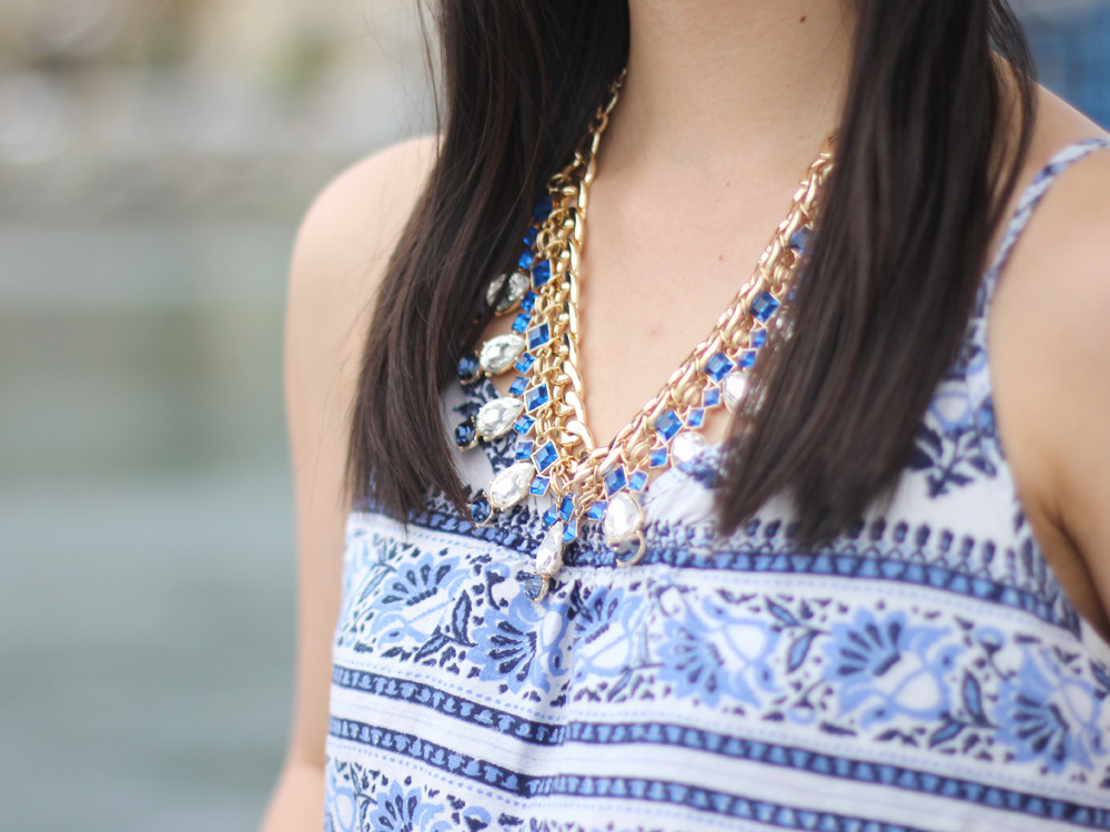 Blue Crystal Statement Necklace