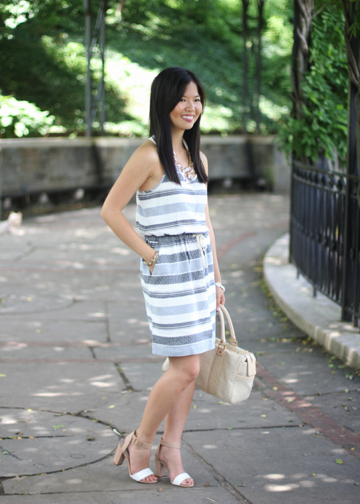 Blue and White Striped Summer Dress