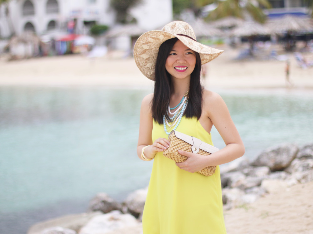 Yellow Summer Dress & Straw Hat