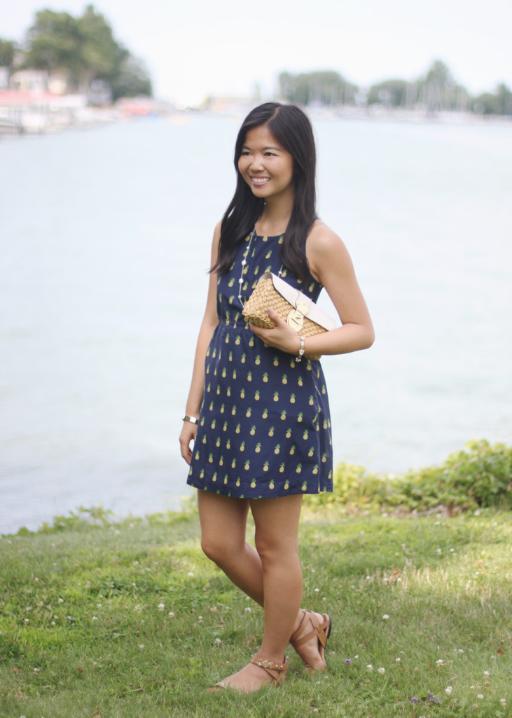 Navy Pineapple Print Dress