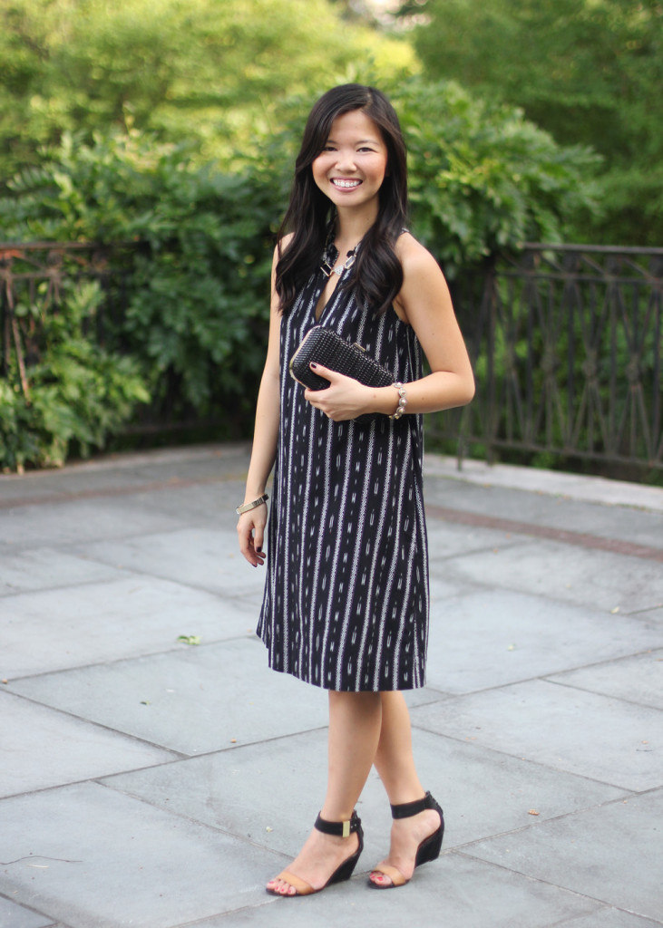 Black Ikat Striped Dress