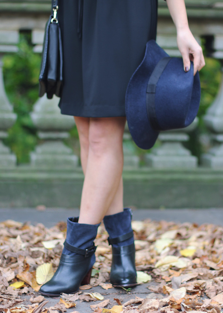 Black Leather & Navy Suede Boots