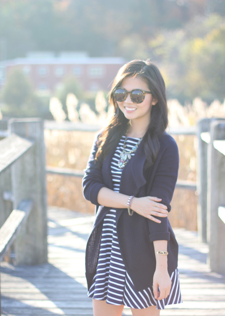 Knit Sweater & Striped Dress