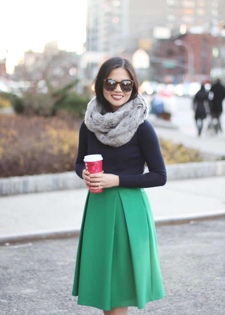 Skirt The Rules // Navy & Green Outfit