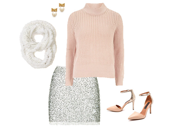 Skirt The Rules // NYE Outfit Ideas // Pink Sweater & Sequin Skirt