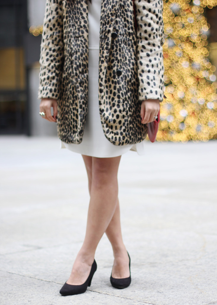 Faux Fur Leopard Coat & Winter White Dress