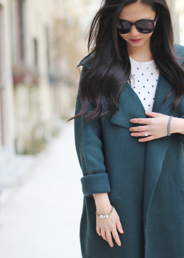Forest Green Sweater Coat & Star Print Sweater