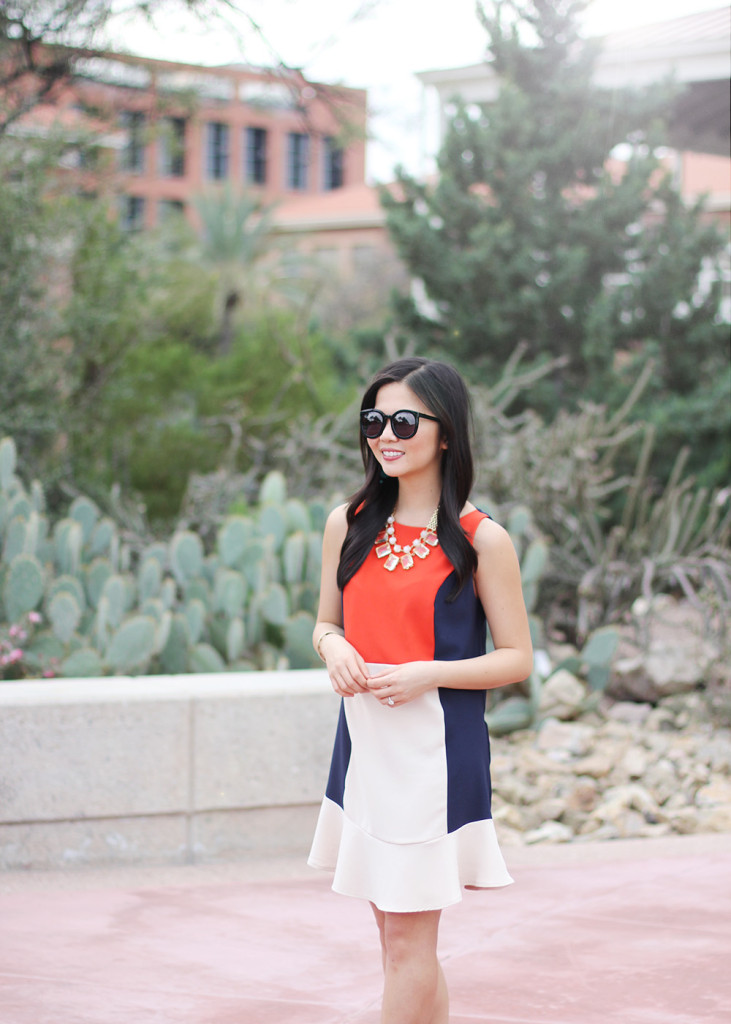 Skirt The Rules // Red, Navy & Cream Colorblock Dress