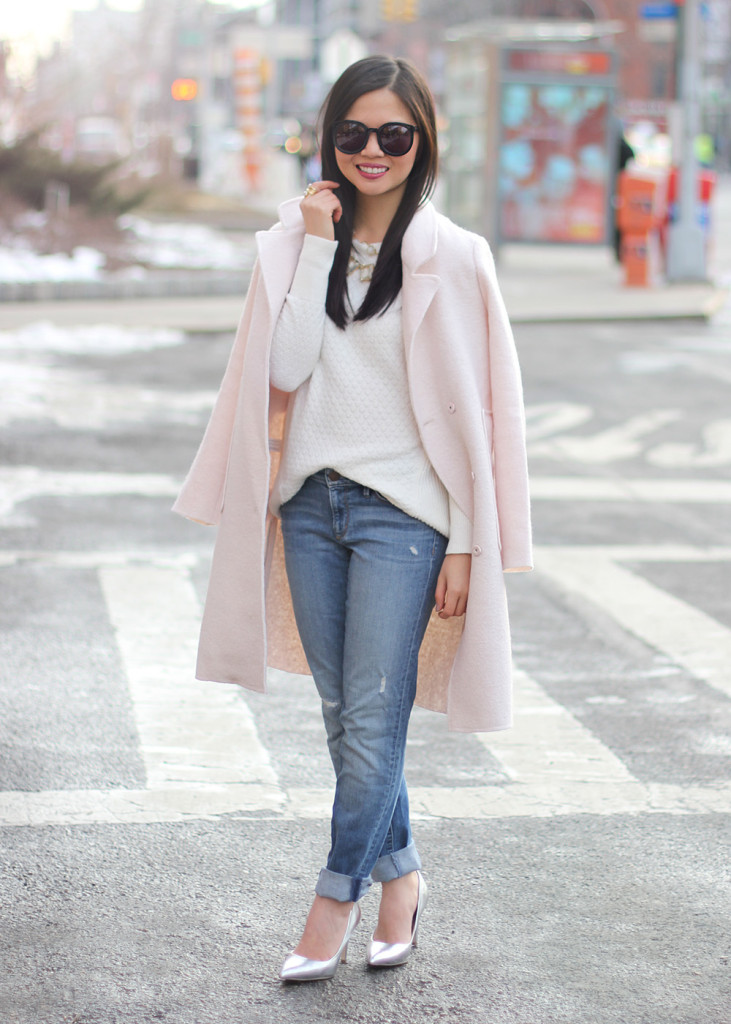 Skirt The Rules // Pale Pink Coat & Boyfriend Jeans