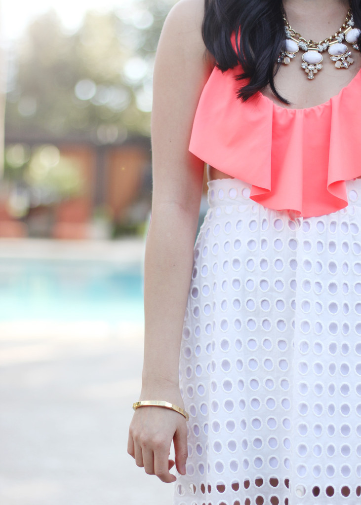 Skirt The Rules // White & Neon Orange Pool Outfit