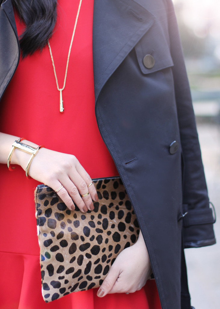 Skirt The Rules // Red Dress & Leopard Clutch
