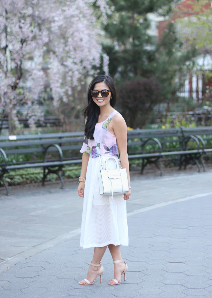 Skirt The Rules // Floral Top & White Mesh Skirt