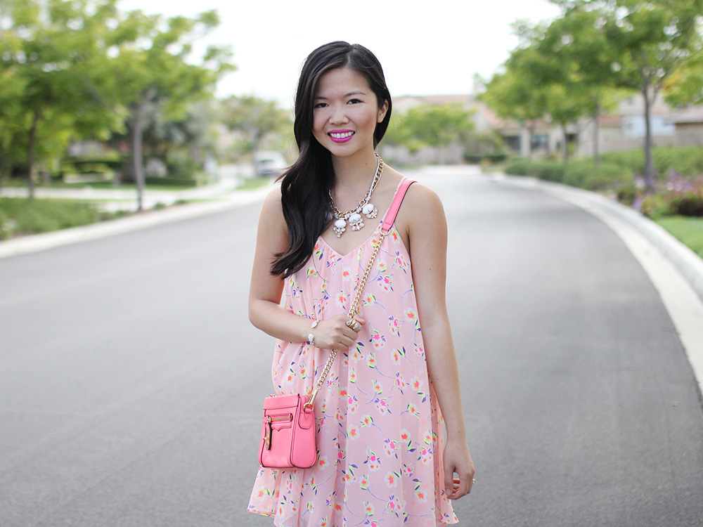 Skirt The Rules // Floral Dress & Coral Crossbody