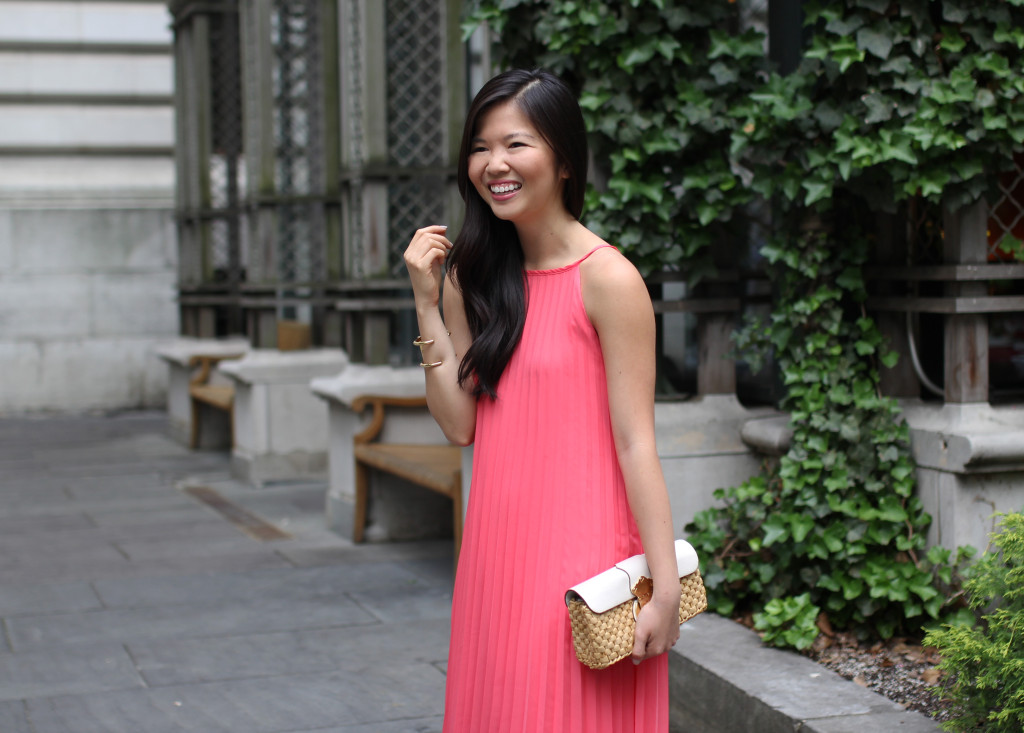 Skirt The Rules // Coral Pleated Mxi Dress