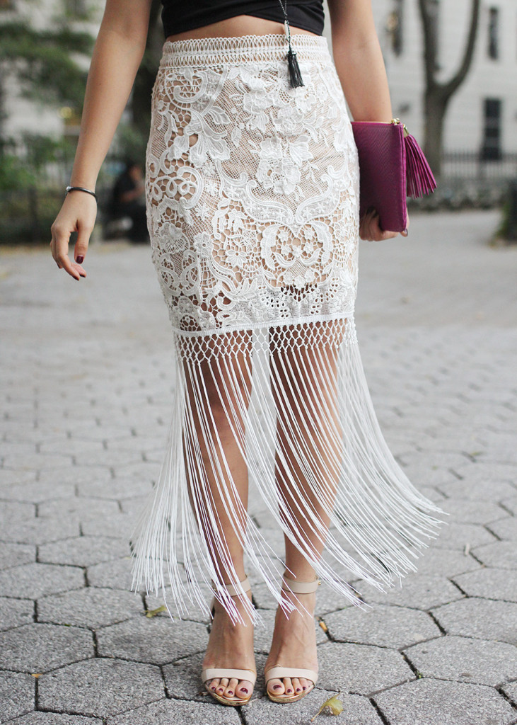 Skirt The Rules // White Lace & Fringe Skirt