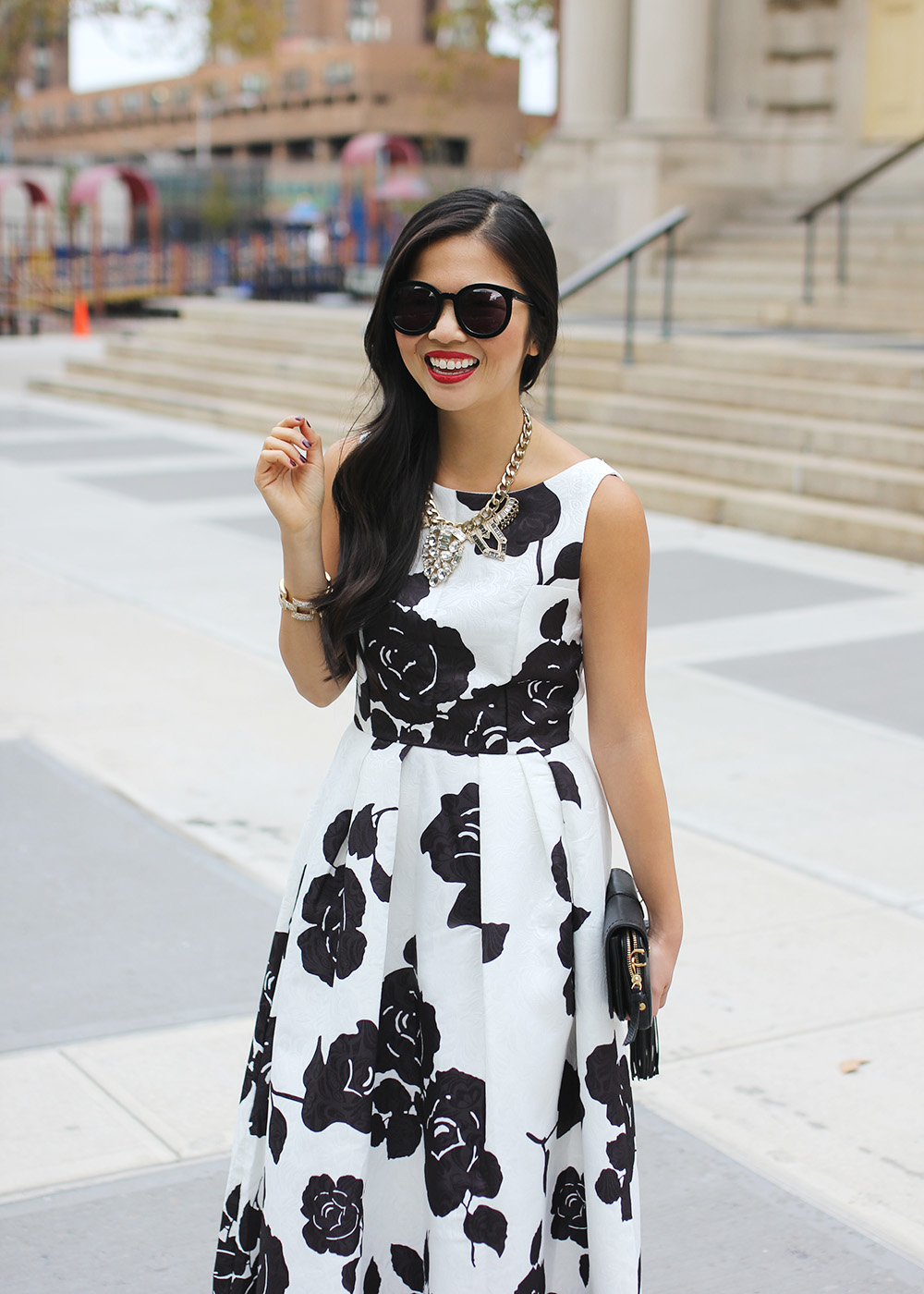 Black ☀ White Floral Dress – Skirt The ...