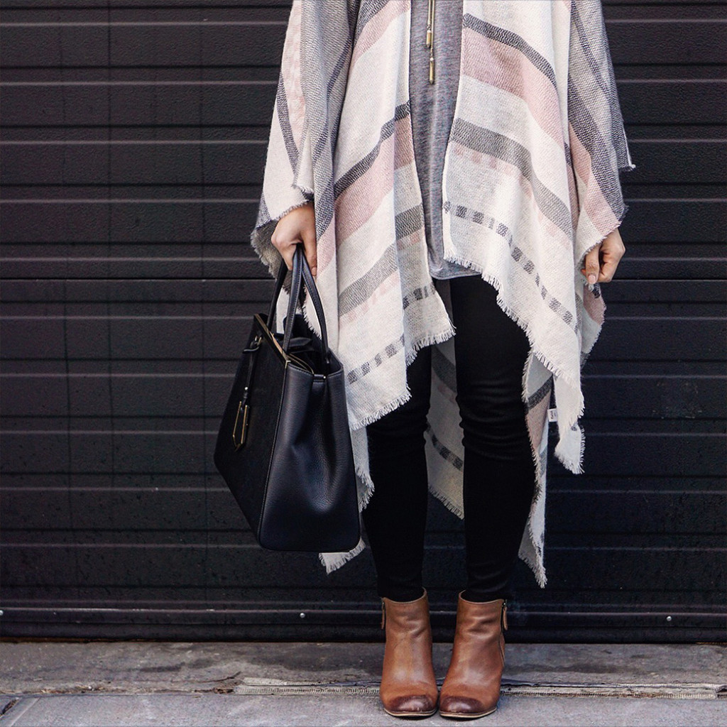 Skirt The Rules / Pink & Grey Poncho