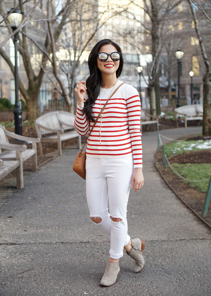 Skirt The Rules / Red & White Striped Sweater