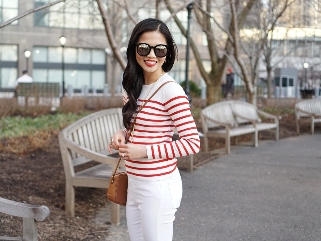 Skirt The Rules / Red & White Striped Sweater
