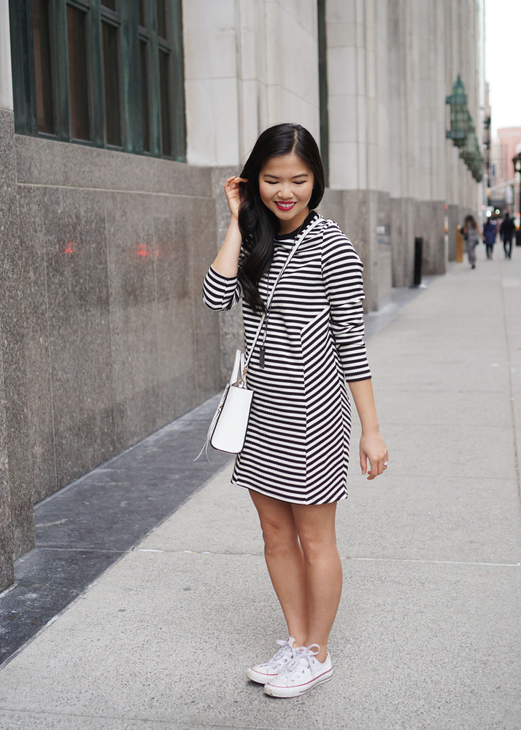 Topshop Texture Striped Sweatshirt Dress