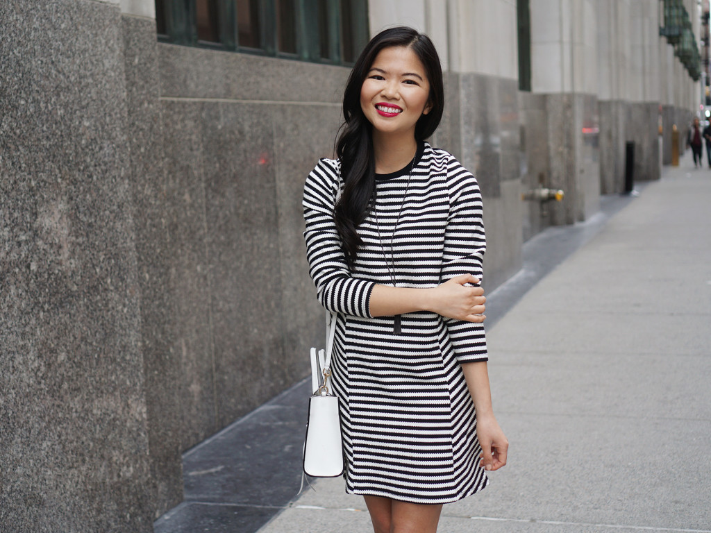 Black and White Striped Sweater Dress