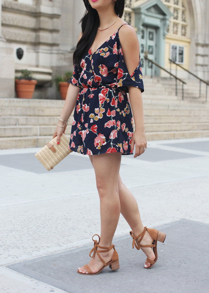 The Perfect Summer #OOTD / Floral Romper & Straw Bag
