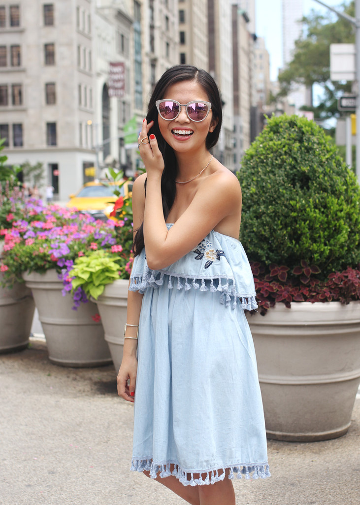 Easy Summer Outfit / Chambray Dress with Tassels