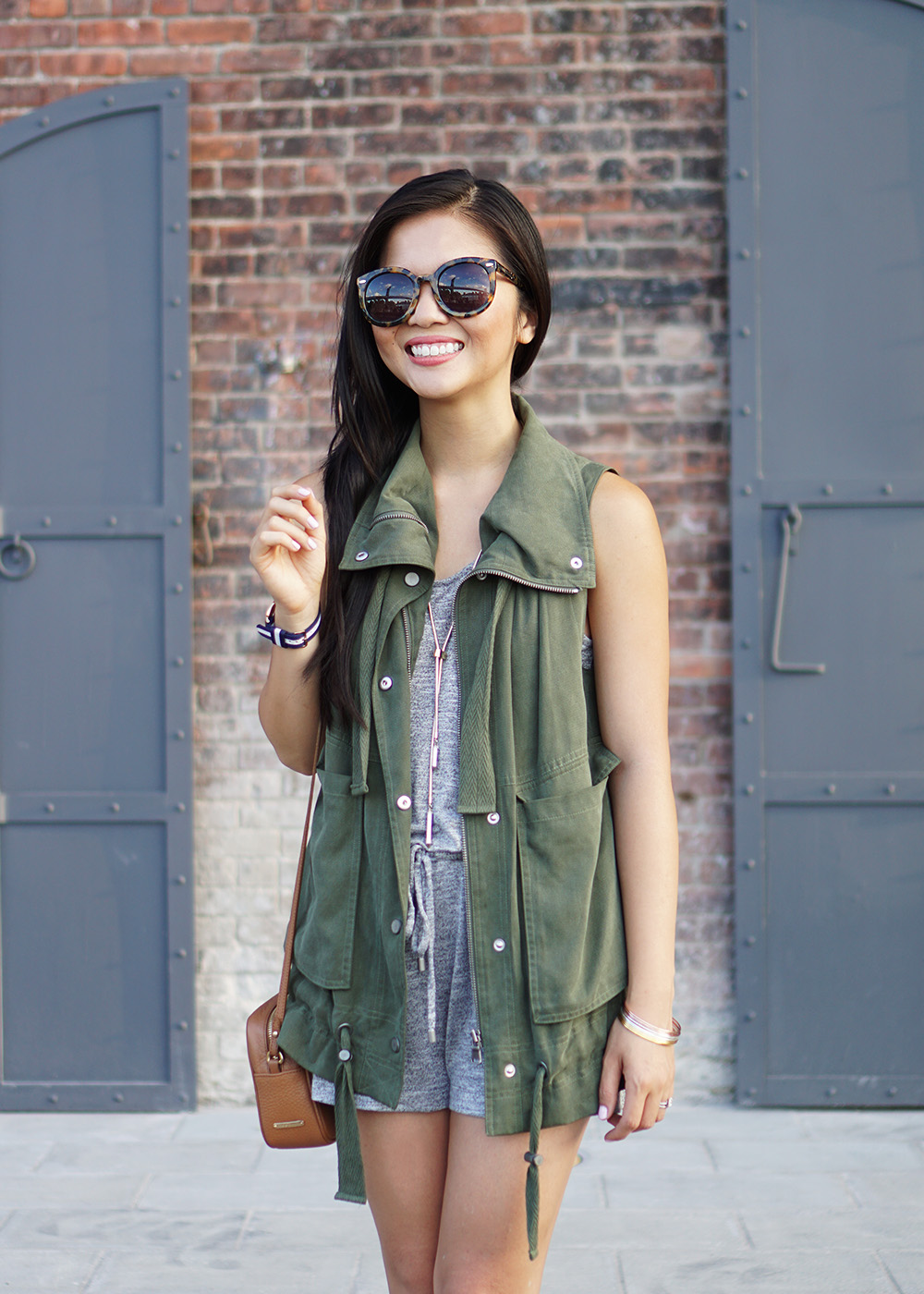 Skirt The Rules Army Vest & Grey Romper 4