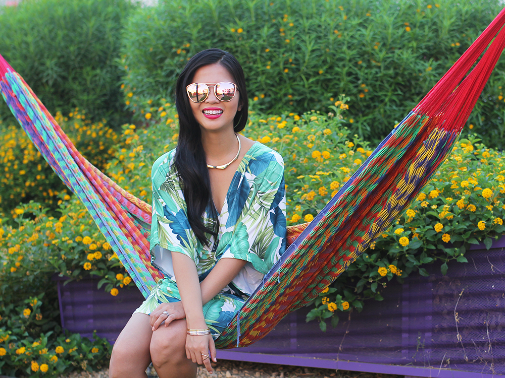 Summer Vacation Outfit / Palm Print Dress