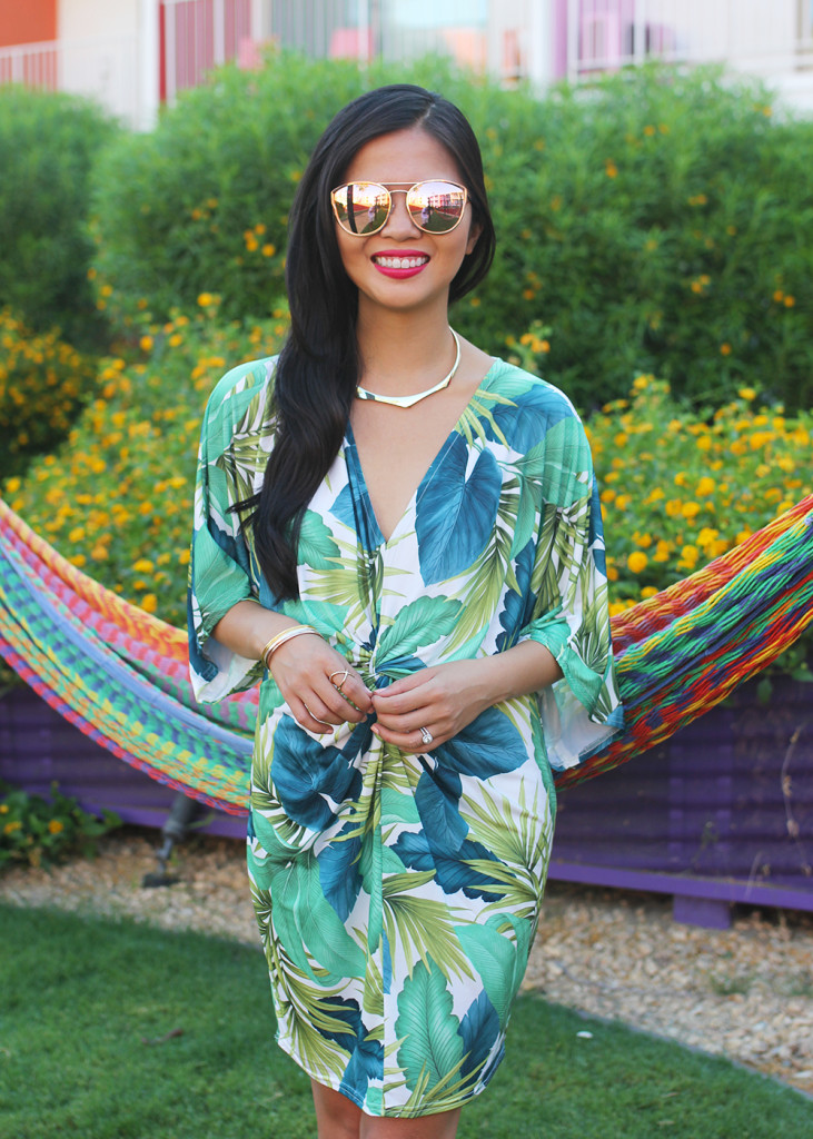 Summer Vacation Outfit / Palm Print Dress