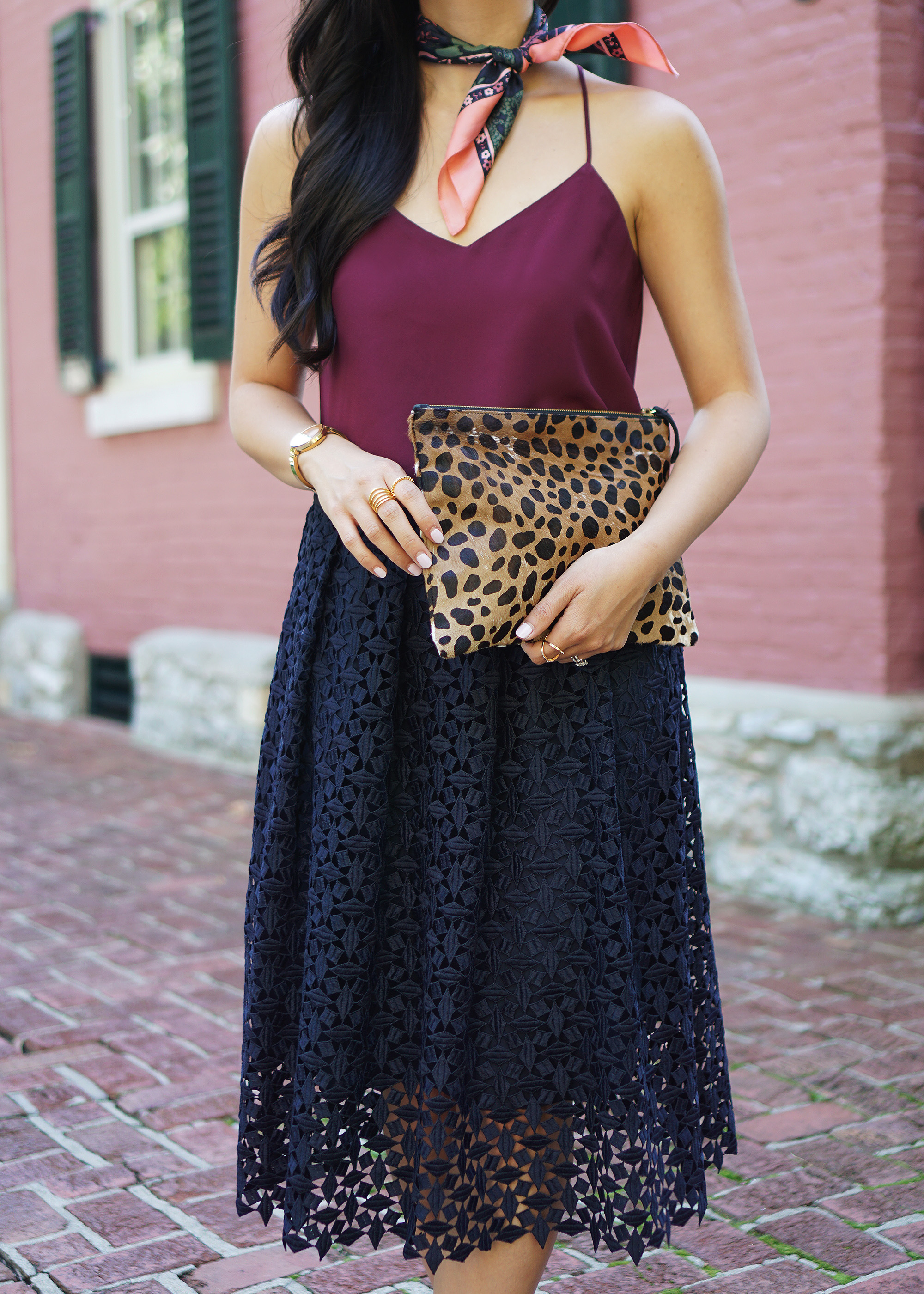 Fall Style in Warm Weather: Burgundy, Navy and Leopard