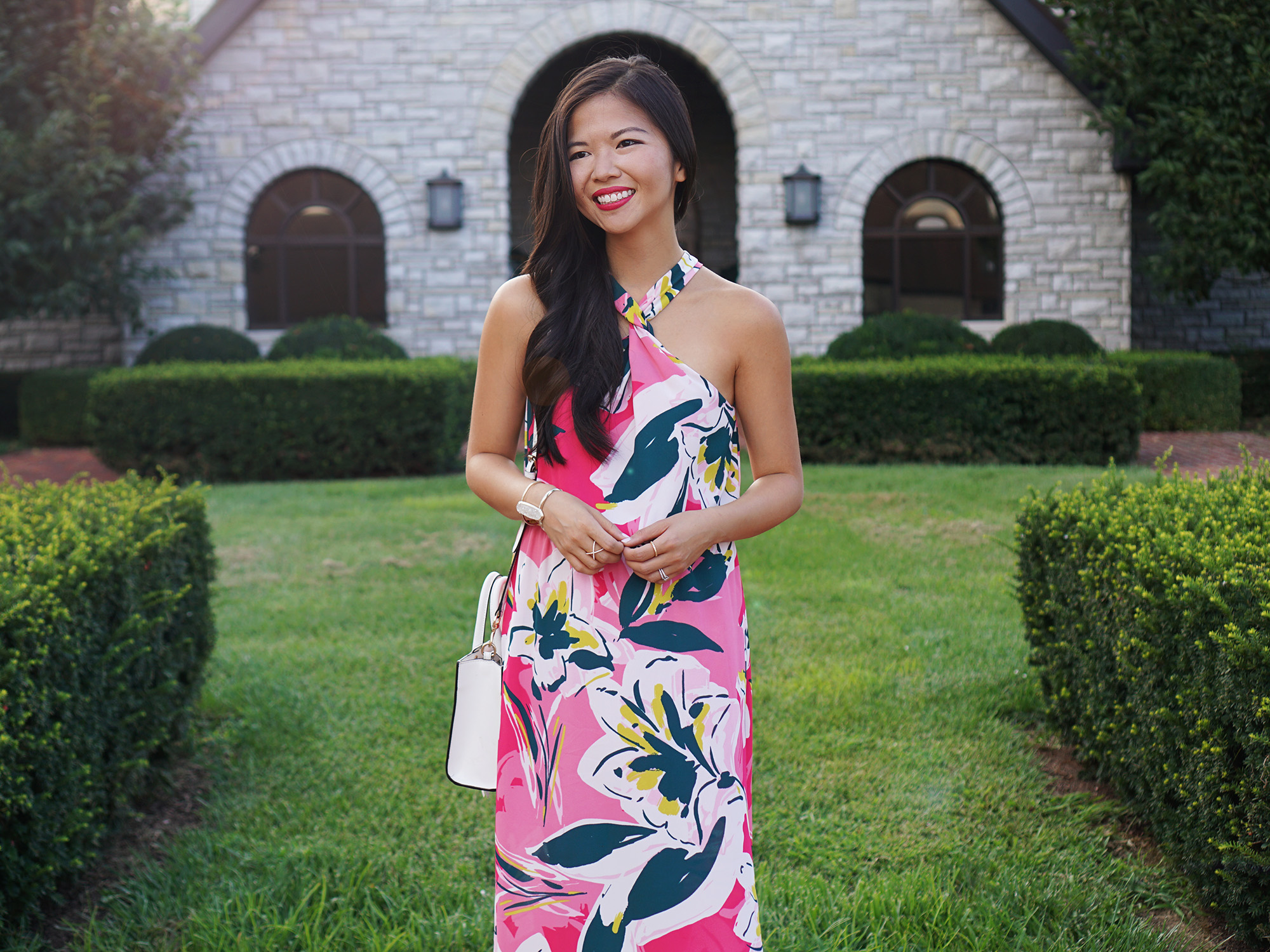 Wedding Guest Style / Pink Floral Dress