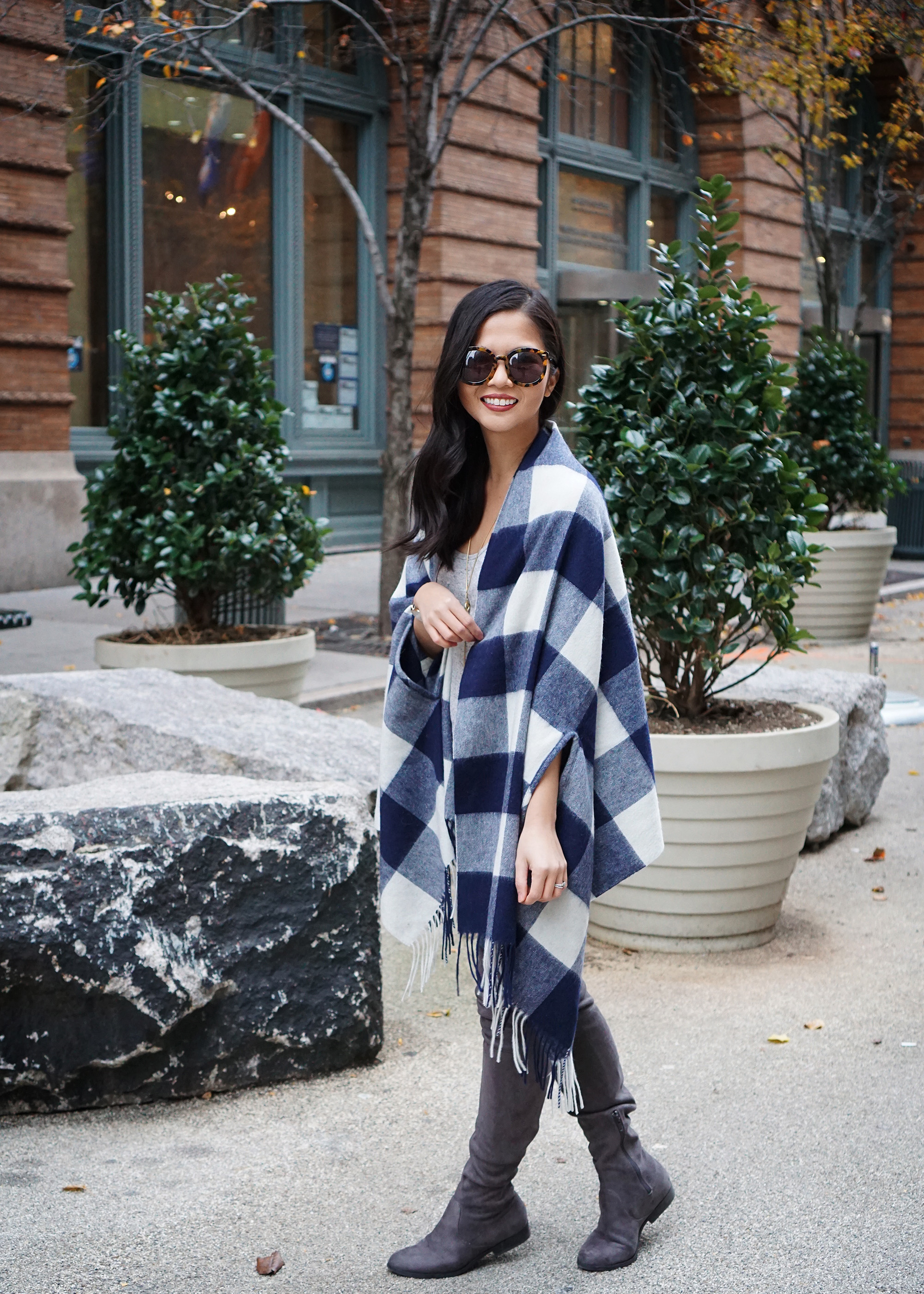 Skirt The Rules / Plaid Scarf & Over the Knee Boots