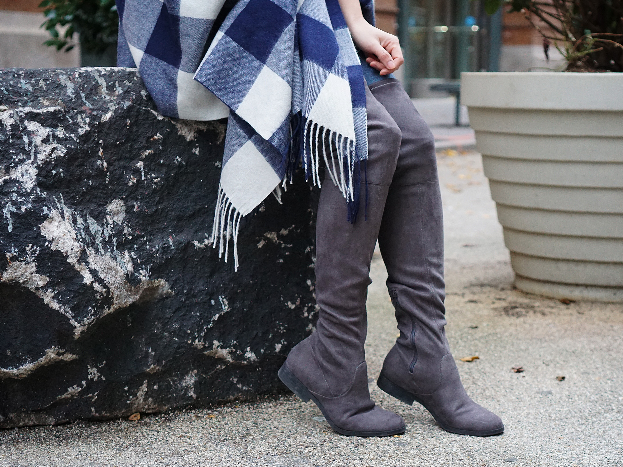 Skirt The Rules / Over the Knee OTK Boots in Grey Suede