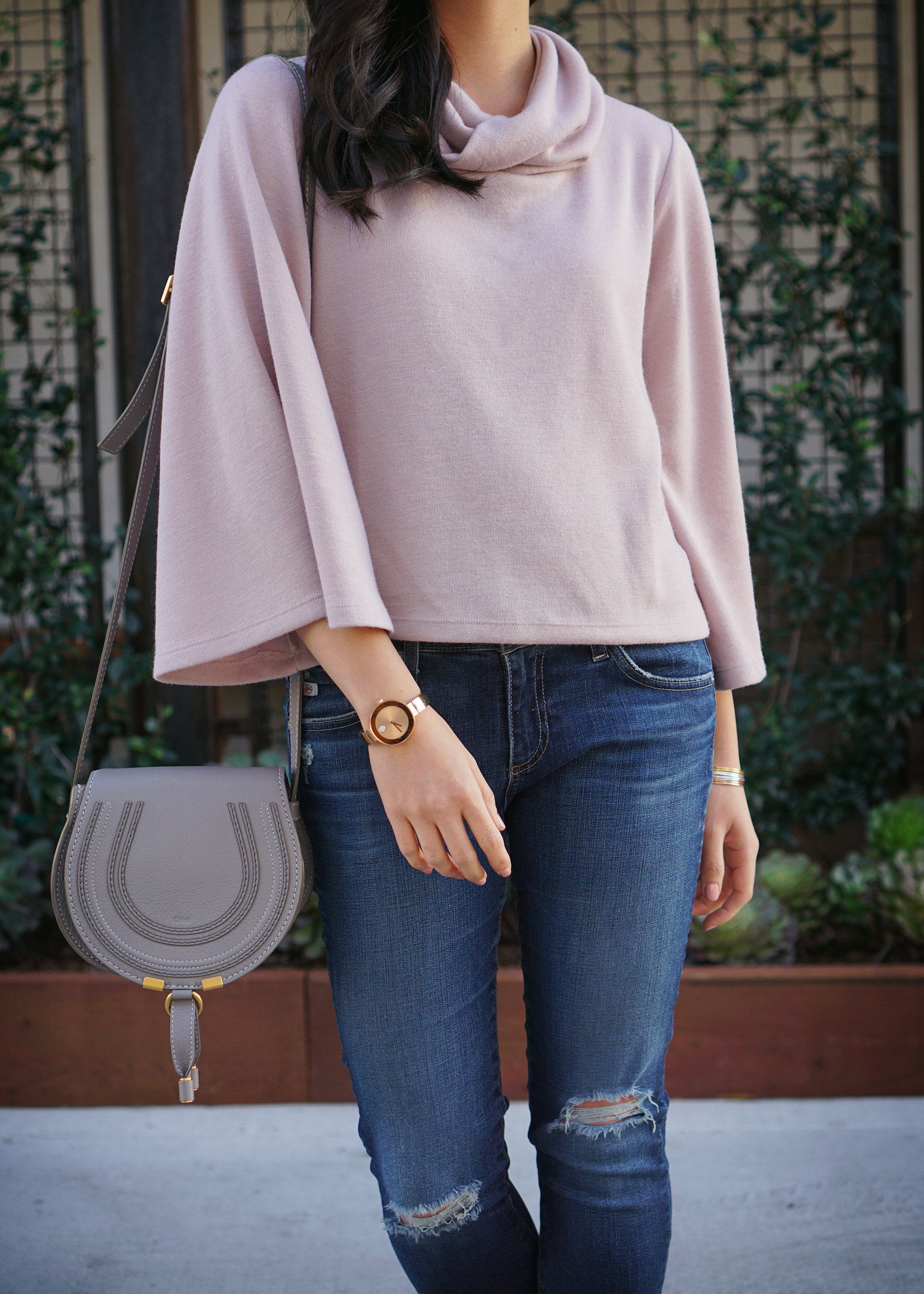 Skirt The Rules / Dusty Pink Bell Sleeve Sweater