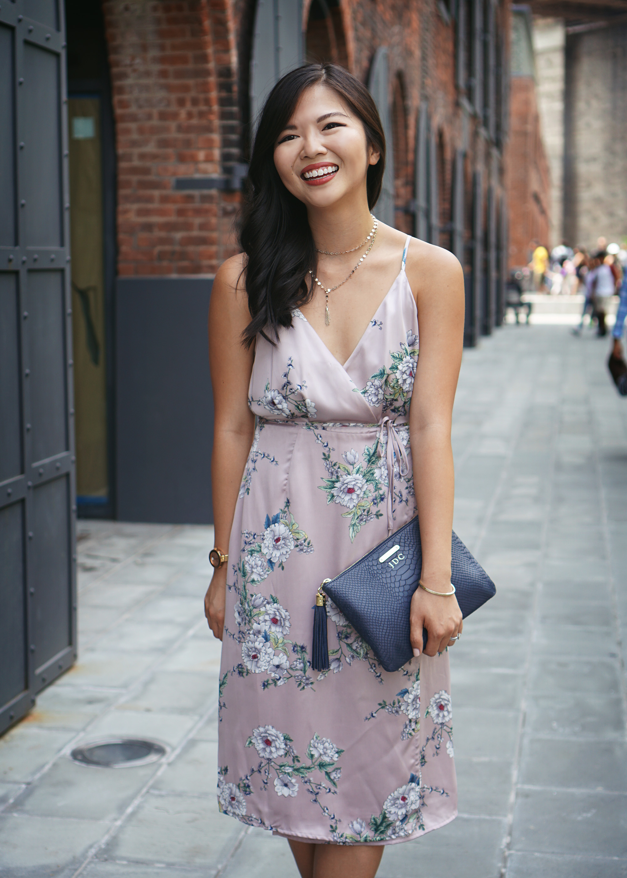 What to Wear to a Summer Wedding / Satin Floral Wrap Dress
