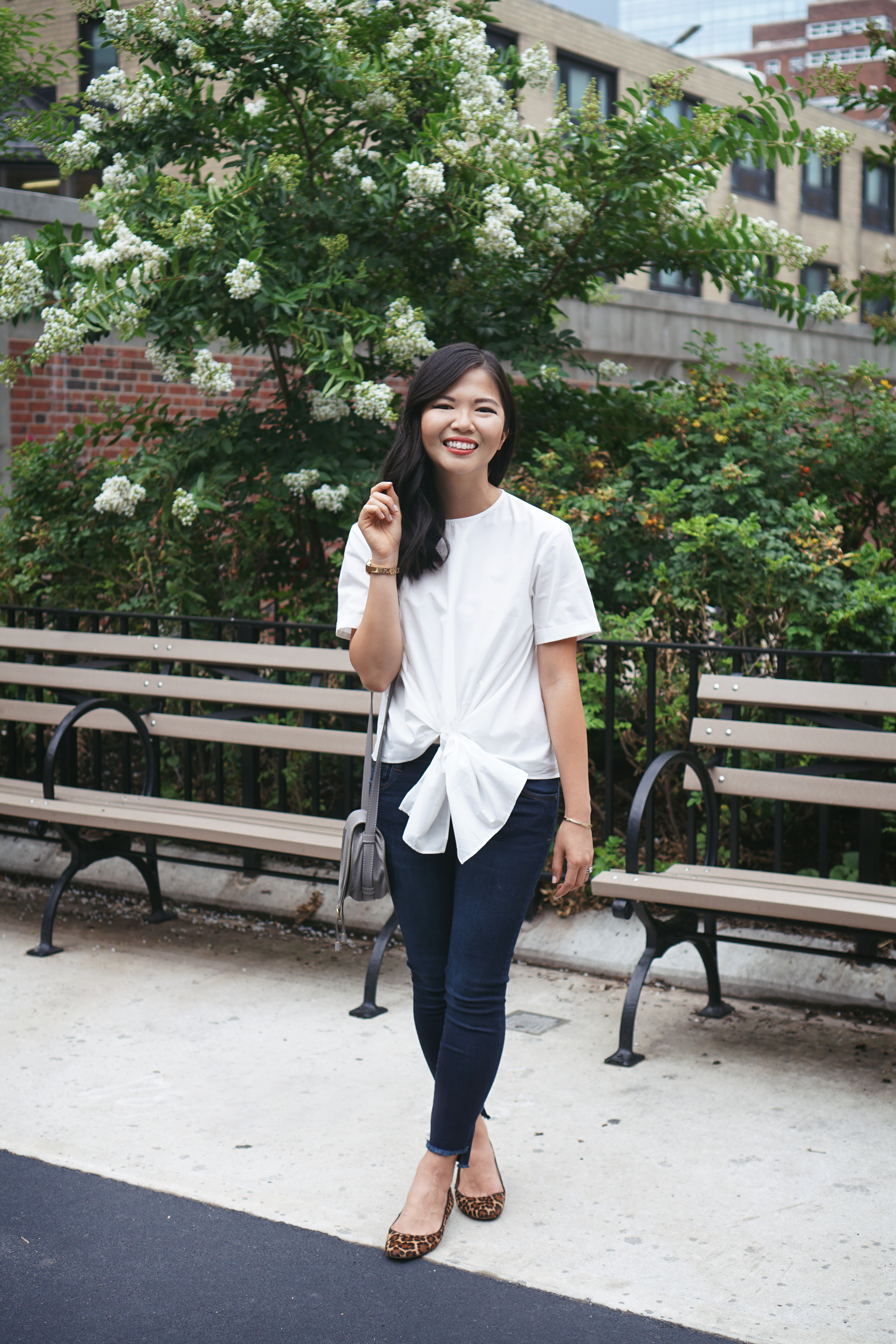 Casual Style Inspiration: White Tie Front Blosue & Step Hem Jeans