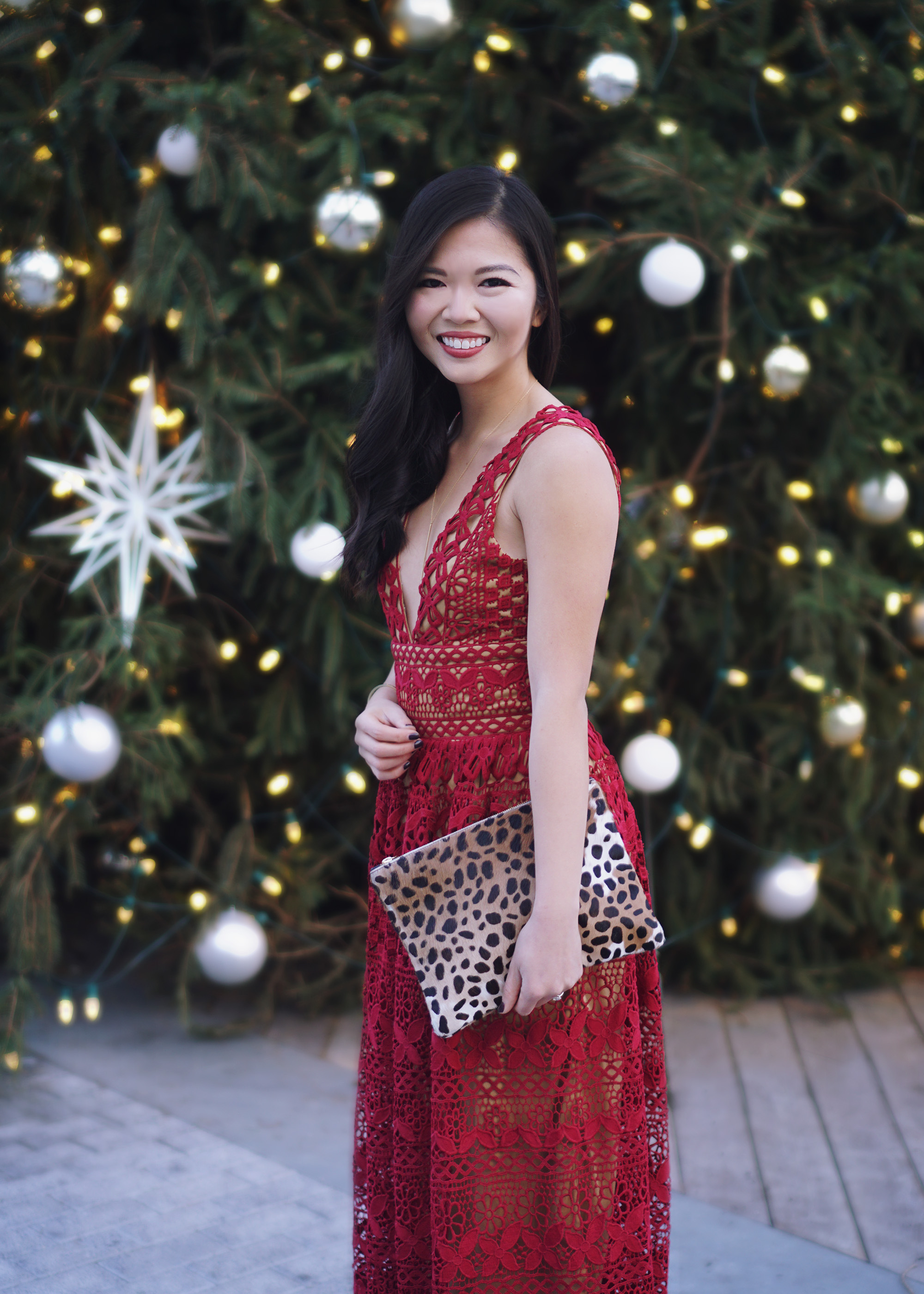 Holiday Party Outfit Ideas: Red Lace Dress