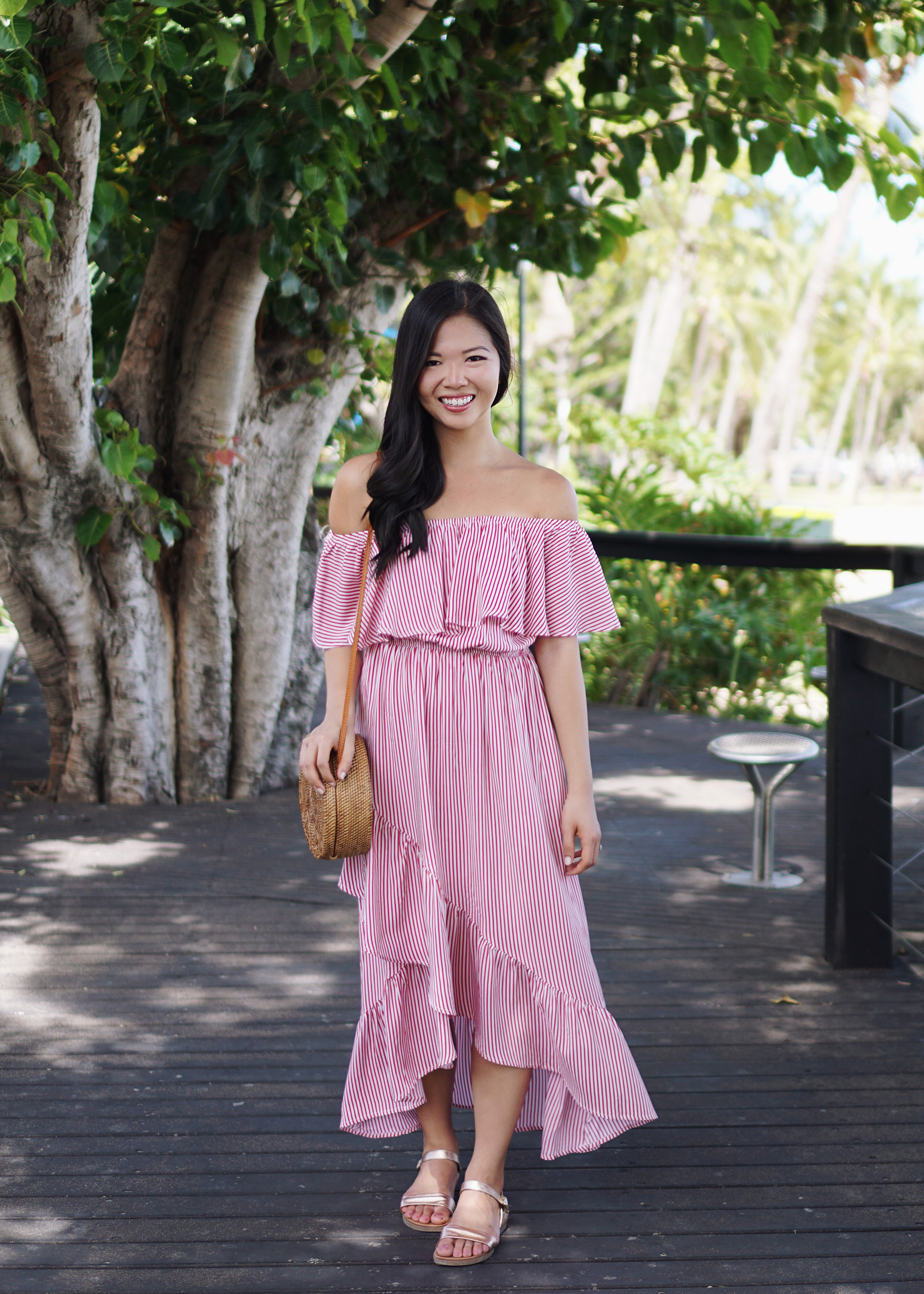 Summer Style / Striped Off the Shoulder Dress