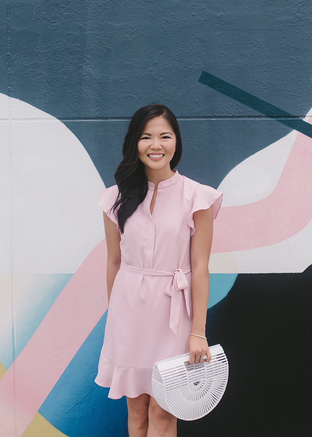 Office Style Inspiration / Pink Shirtdress with Ruffle Sleeves