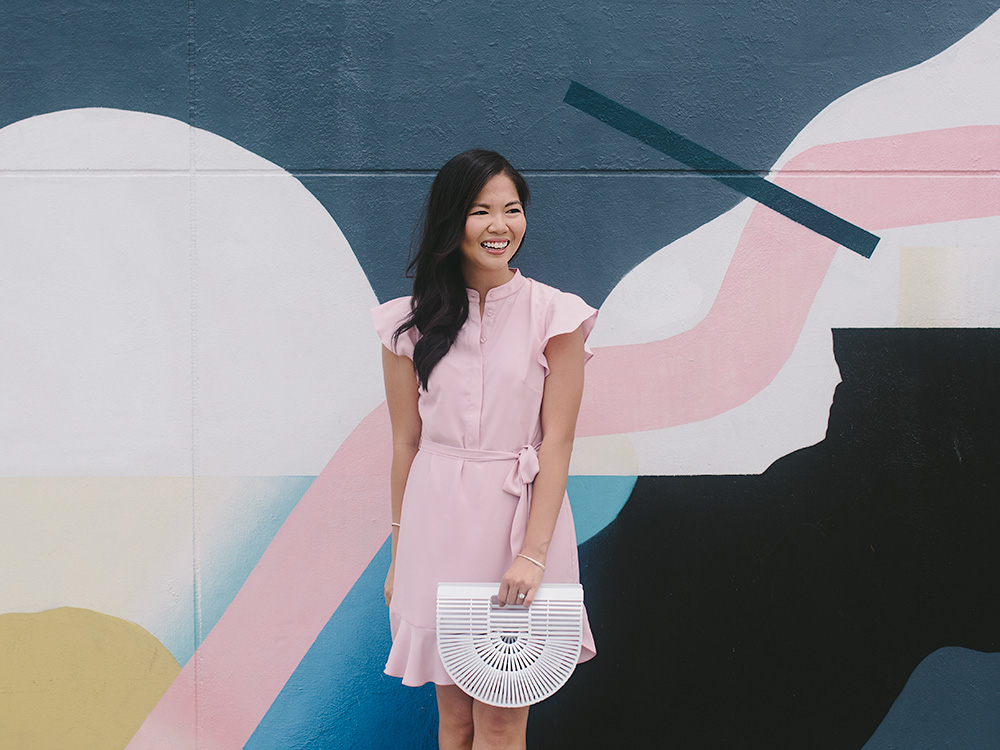 Office Style Inspiration / Pink Shirtdress with Ruffle Sleeves