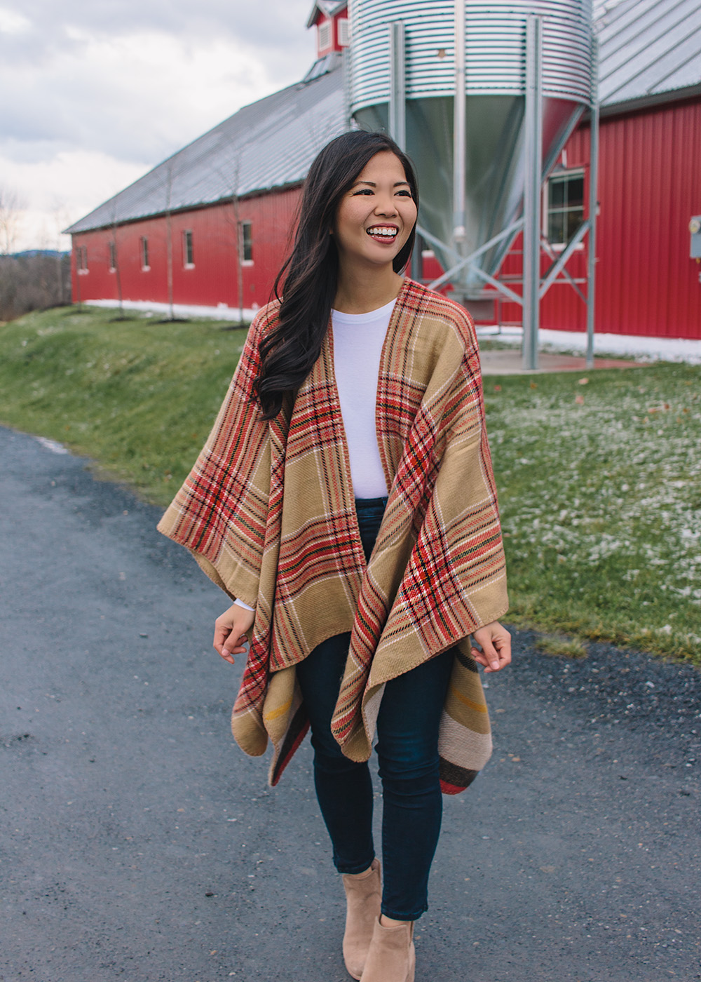 Fall Style Inspiration / Red & Camel Plaid Cape