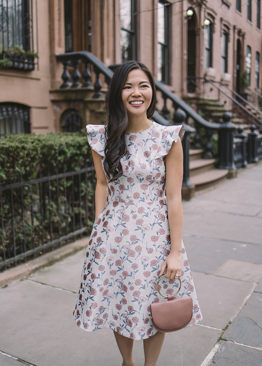 Spring Outfit Ideas / Floral Dress with Pockets & Ruffles