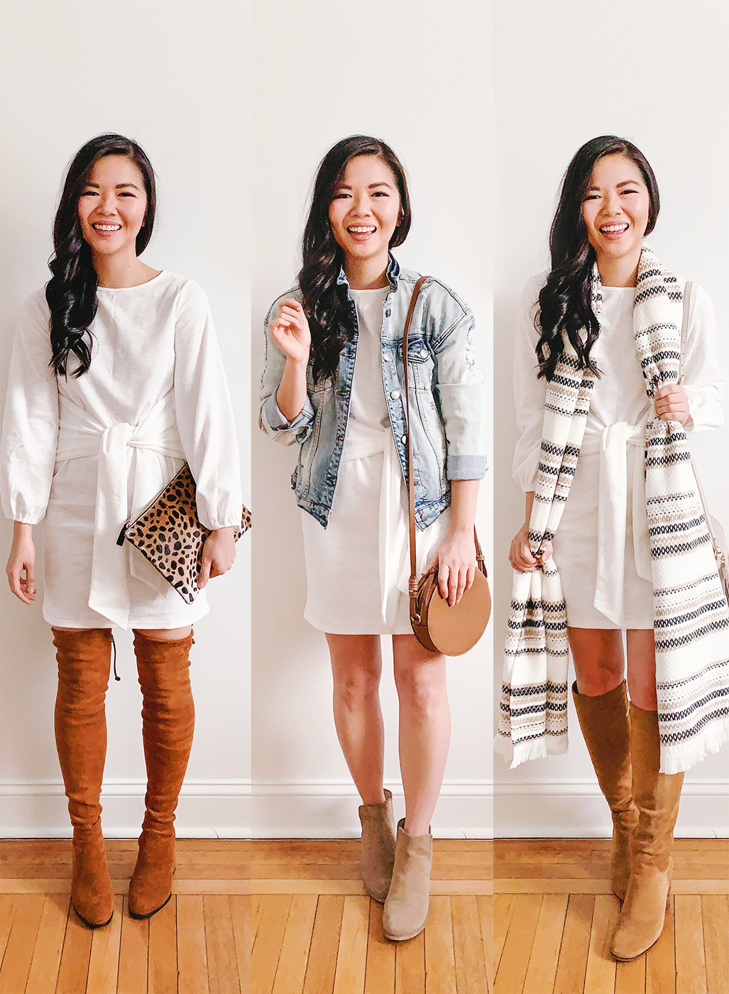 Three Wears to Transition from Winter to Spring with a White Dress