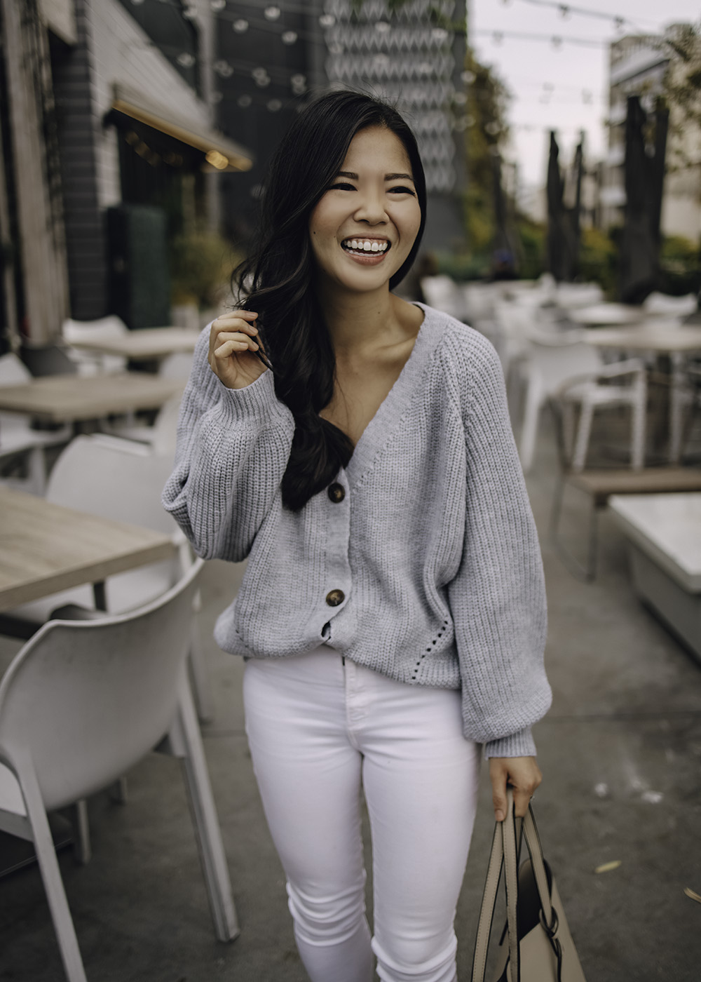 Loving white jeans winter looks lately, but not sure how to style