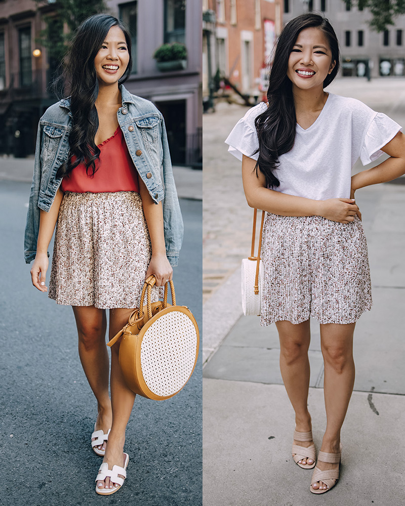 Two Ways To Wear Floral Pleated Shorts
